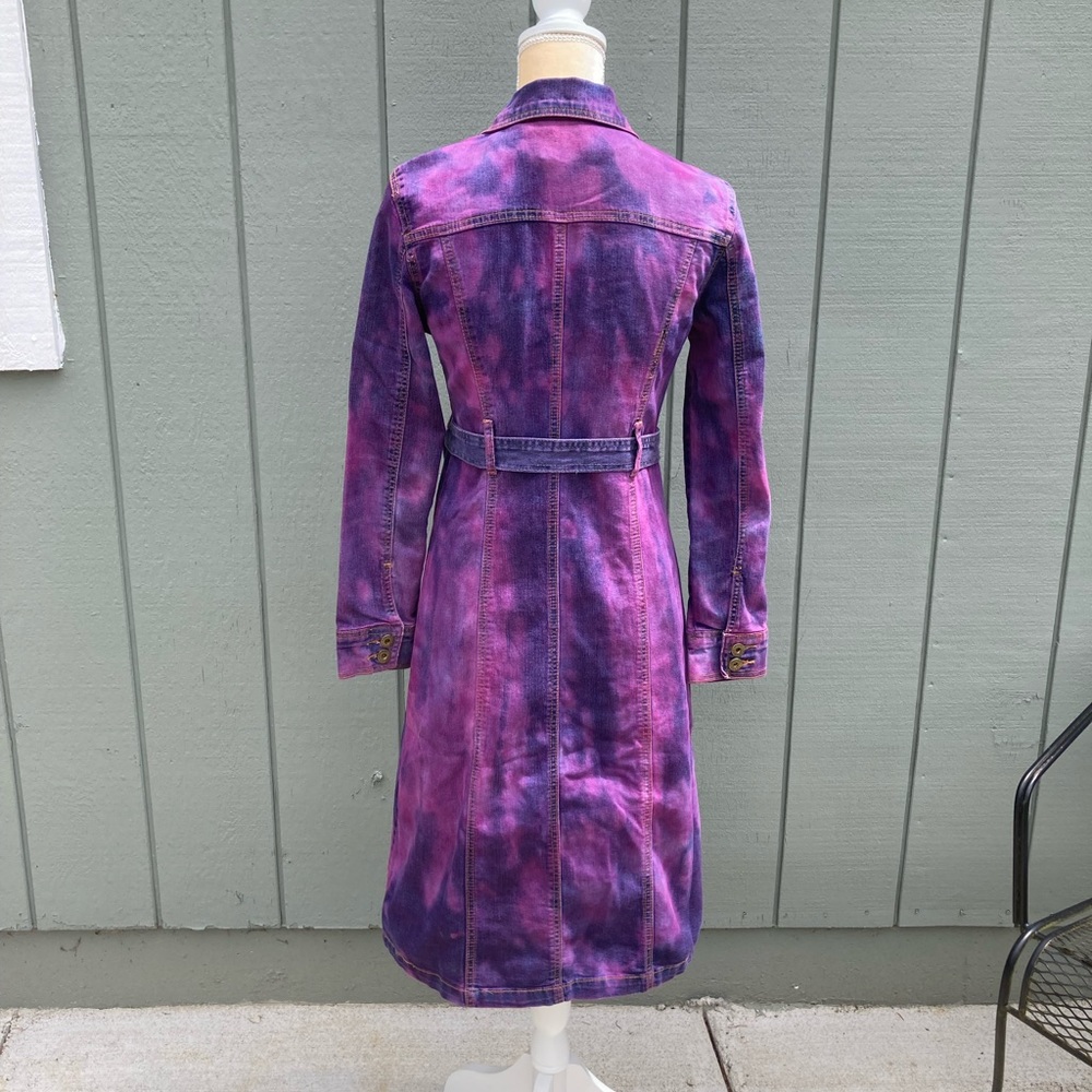 Dyed vintage denim long jean jacket - Picture 9 of 16